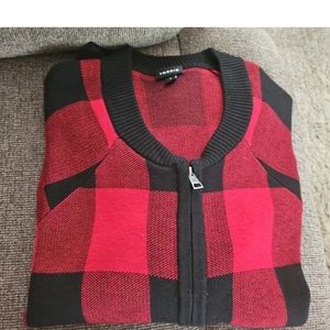 Cardigan Zip Up Bomber Sweater Red/Black Torrid Brand Size 2 / U.S 18/20